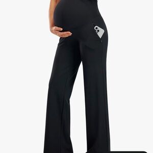 Maternity Wide-Leg Ponte Pants in Black